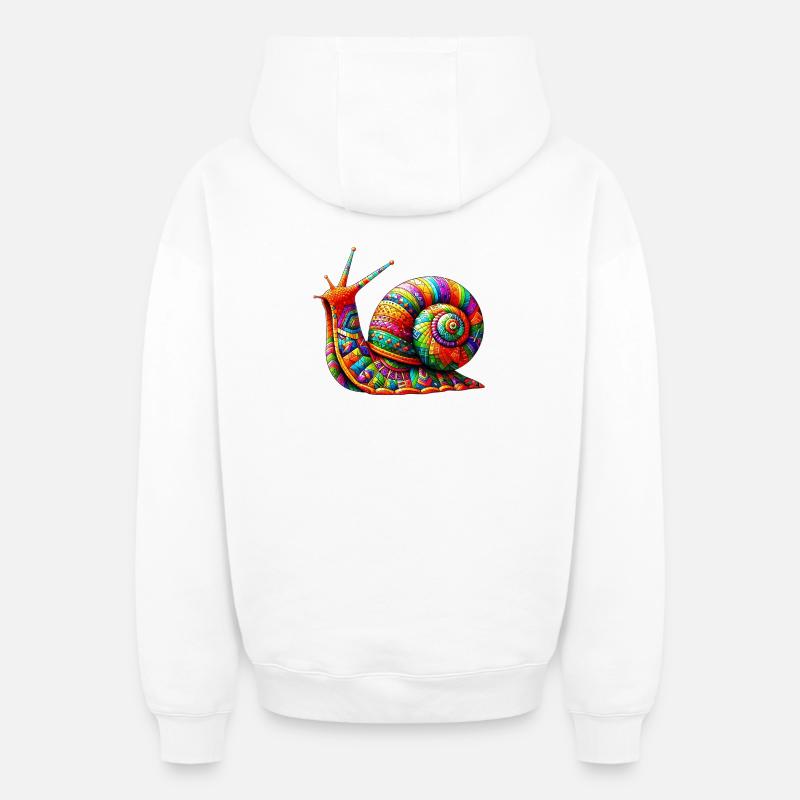 Escargot - Sweat à capuche unisexe zippé oversize épais SPREAD - blanc