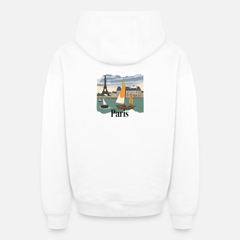 Paris : ses voiliers d’époque - Sweat à capuche unisexe zippé oversize épais SPREAD - blanc