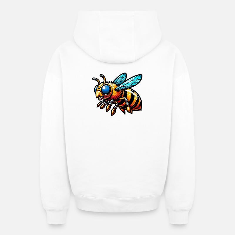 Abeille - Sweat à capuche unisexe zippé oversize épais SPREAD - blanc
