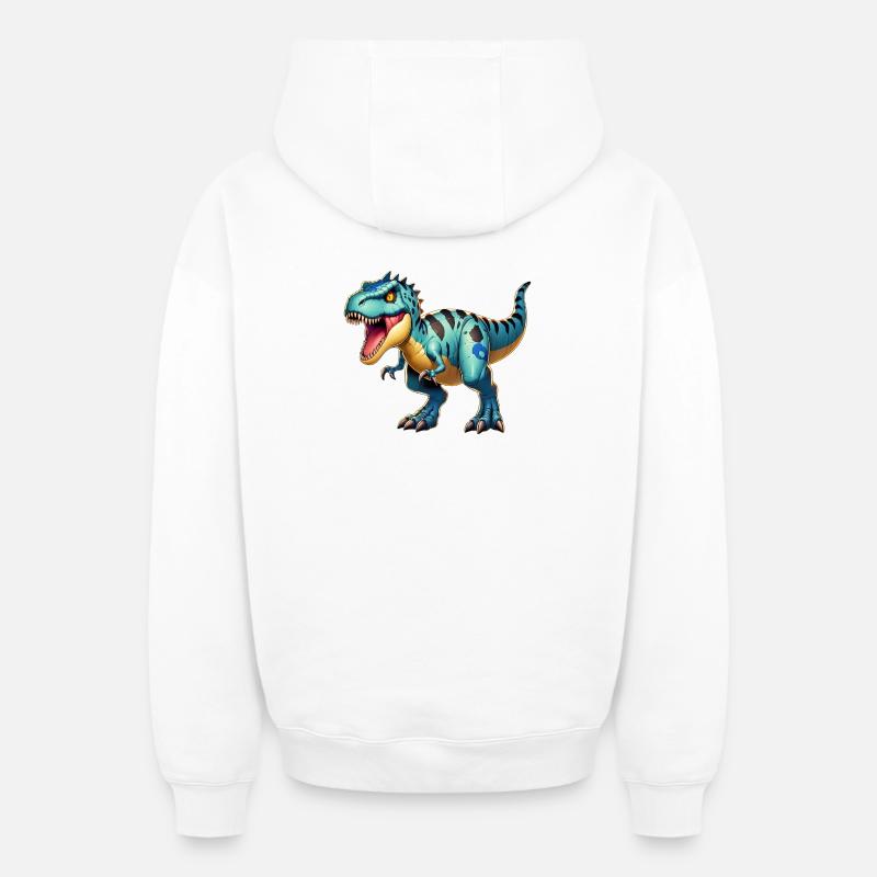 Dinosaure - Sweat à capuche unisexe zippé oversize épais SPREAD - blanc