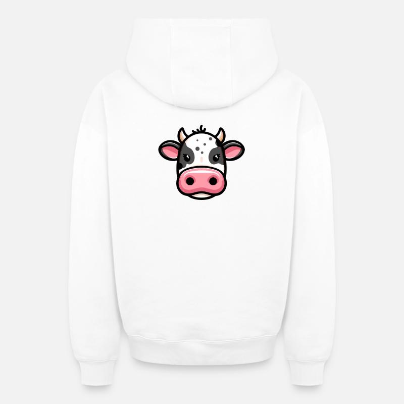 Vache - Sweat à capuche unisexe zippé oversize épais SPREAD - blanc