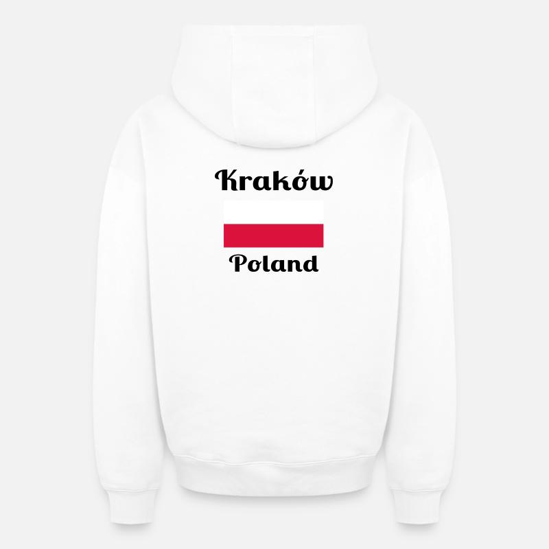 Cracovie, Pologne - Imprimés élégants - Sweat à capuche unisexe zippé oversize épais SPREAD - blanc