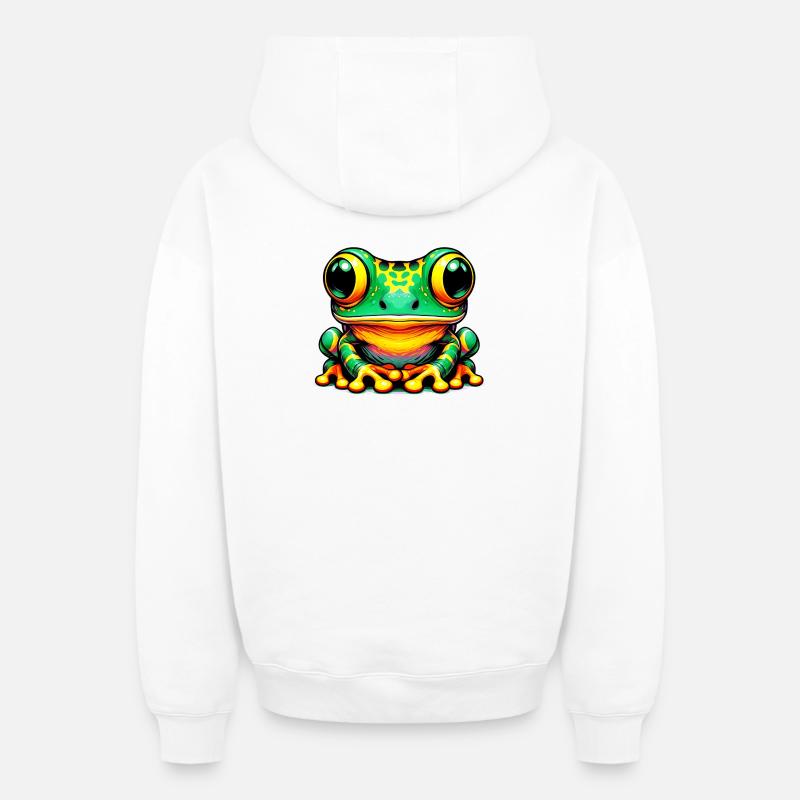 Grenouille - Sweat à capuche unisexe zippé oversize épais SPREAD - blanc