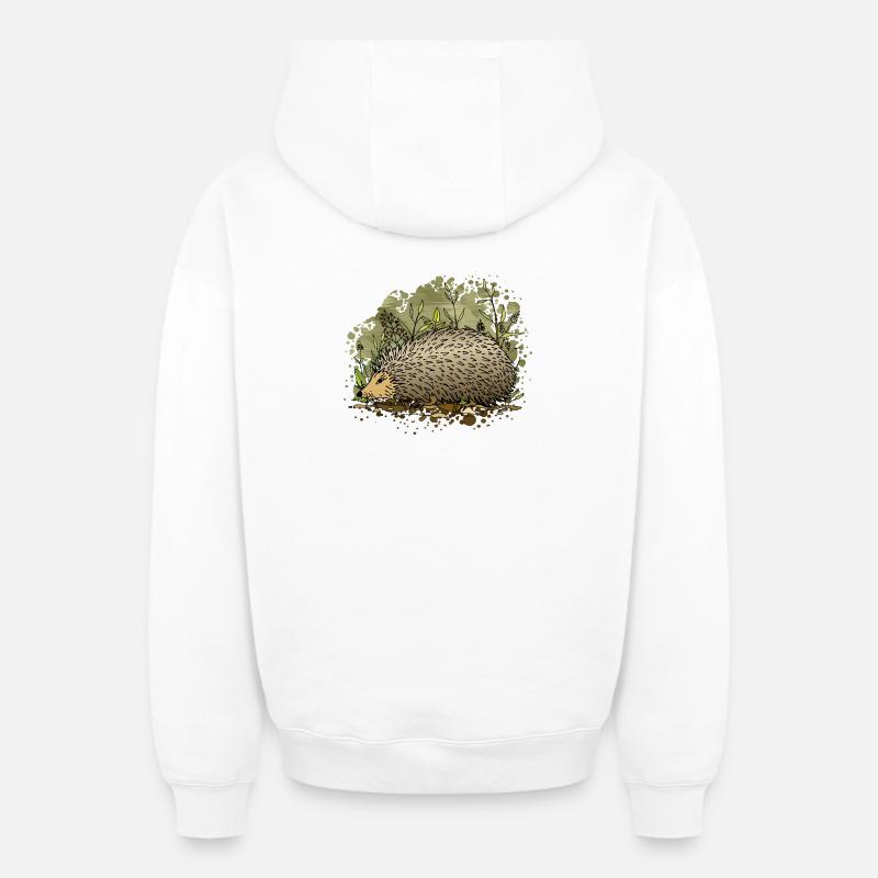 hérisson - Sweat à capuche unisexe zippé oversize épais SPREAD - blanc