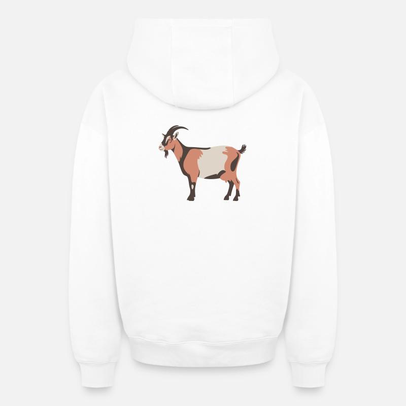 Chèvre - Sweat à capuche unisexe zippé oversize épais SPREAD - blanc