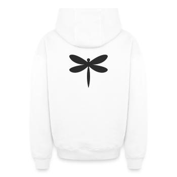 Libelle Silhouette  - Oversized Heavyweight Unisex Zip Hoodie - Weiß - Hinten - AI Model Male 178 light (178cm)