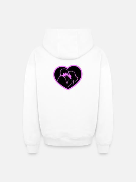 Herz Verliebt Paar - Oversized Heavyweight Unisex Zip Hoodie - Weiß