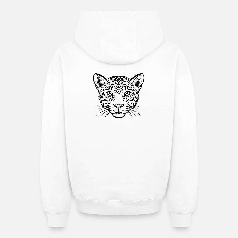 Face de léopard - Sweat à capuche unisexe zippé oversize épais SPREAD - blanc