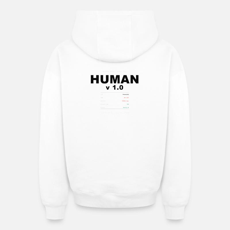 HUMAN V1.0 SPECS - Sweat à capuche unisexe zippé oversize épais SPREAD - blanc