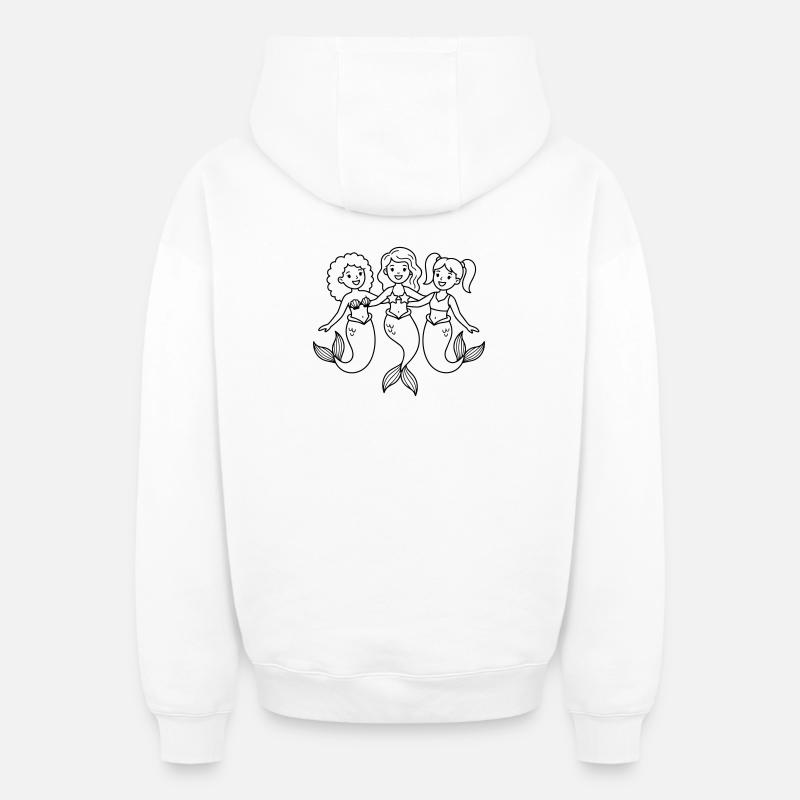 Sirènes - Sweat à capuche unisexe zippé oversize épais SPREAD - blanc