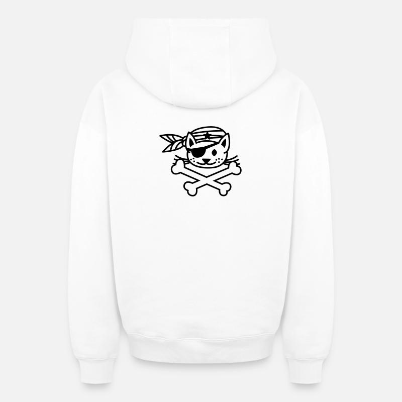 pirate kitty - Sweat à capuche unisexe zippé oversize épais SPREAD - blanc