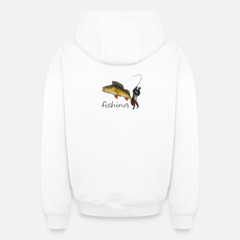 Fishing - Sweat à capuche unisexe zippé oversize épais SPREAD - blanc