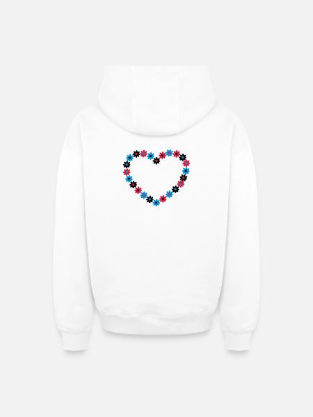 Heart of flowers - Oversized Heavyweight Unisex Zip Hoodie - white