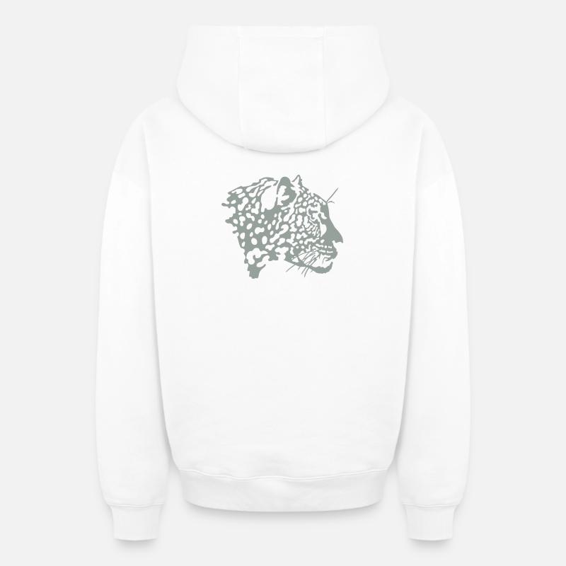 guépard - Sweat à capuche unisexe zippé oversize épais SPREAD - blanc
