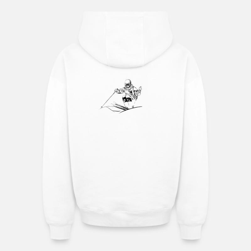 mogul skiing - Sweat à capuche unisexe zippé oversize épais SPREAD - blanc