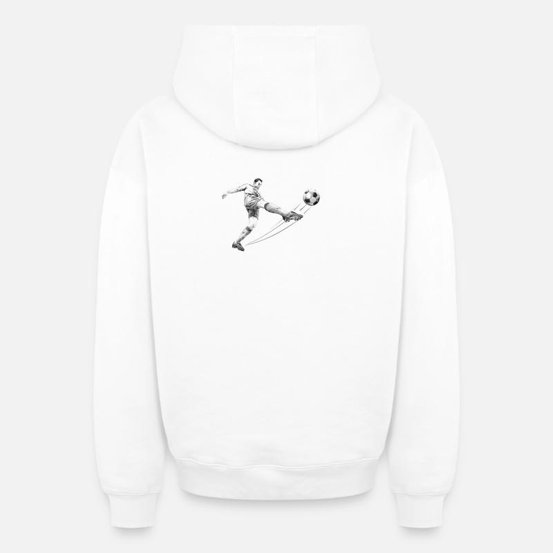 soccer player - Sweat à capuche unisexe zippé oversize épais SPREAD - blanc