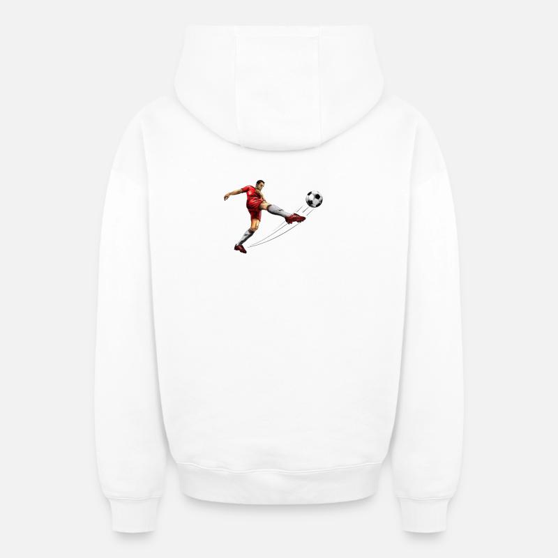soccer player - Sweat à capuche unisexe zippé oversize épais SPREAD - blanc