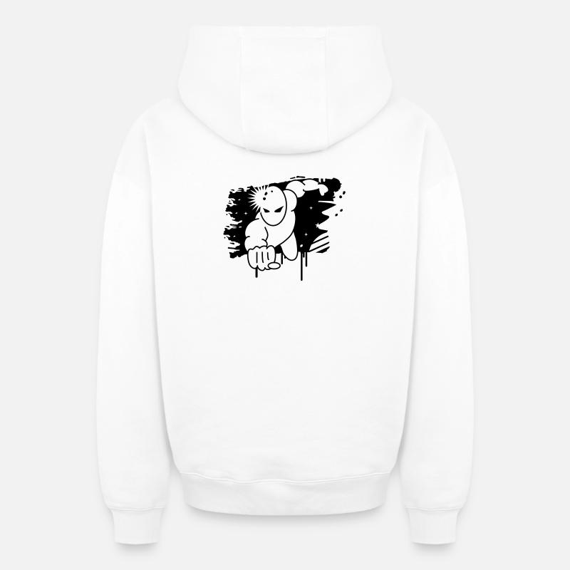 Superheld Graffiti - Oversized Heavyweight Unisex Zip Hoodie - Weiß