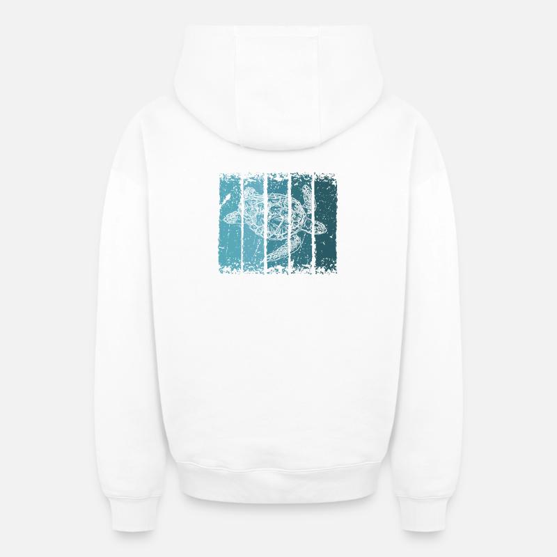 Tortue - Sweat à capuche unisexe zippé oversize épais SPREAD - blanc