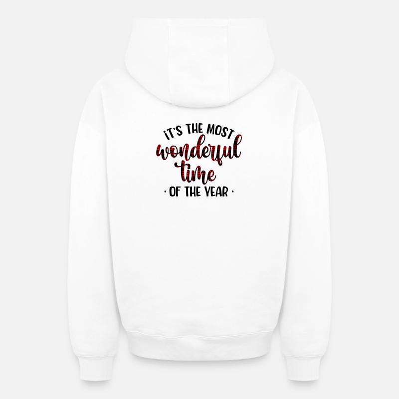 Écriture à carreaux cramoisi - Sweat à capuche unisexe zippé oversize épais SPREAD - blanc