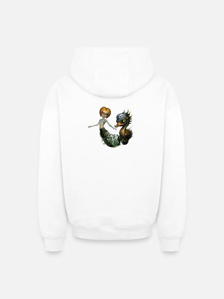 Die Freundschaft der Steampunk-Meerjungfrau - Oversized Heavyweight Unisex Zip Hoodie - Weiß