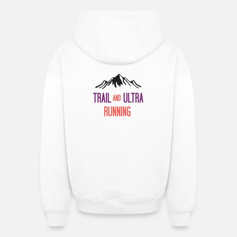 Trail et Ultra Running - Sweat à capuche unisexe zippé oversize épais SPREAD - blanc