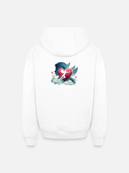 Cupid Archer Heart Artwork - Oversized Heavyweight Unisex Zip Hoodie - white
