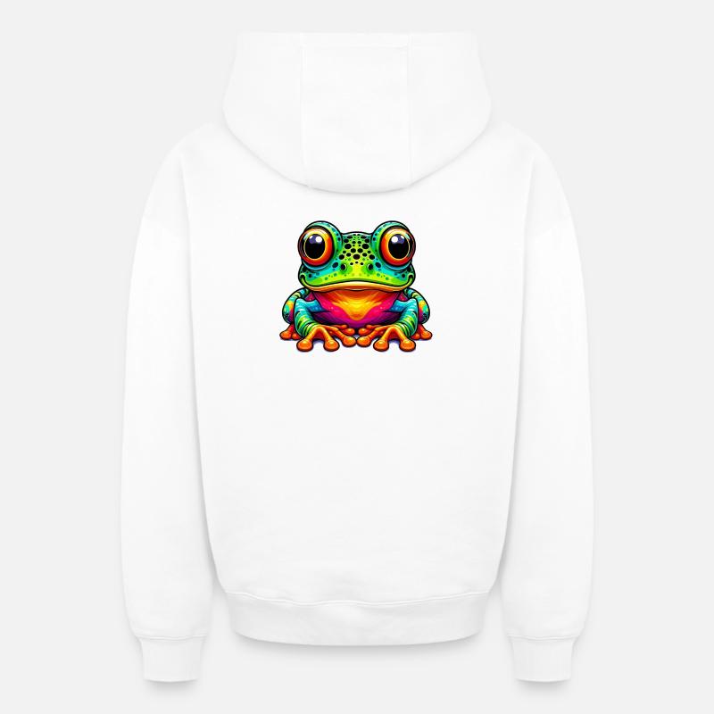 Grenouille - Sweat à capuche unisexe zippé oversize épais SPREAD - blanc
