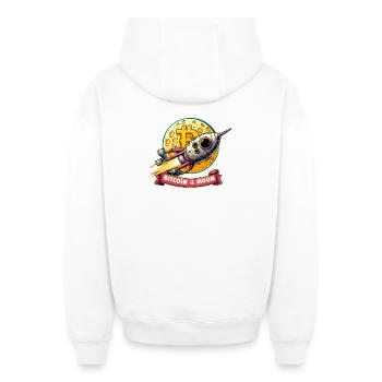 Du bitcoin à la lune - Sweat à capuche unisexe zippé oversize épais SPREAD - blanc - Dos - AI Model Male 178 light (178cm)