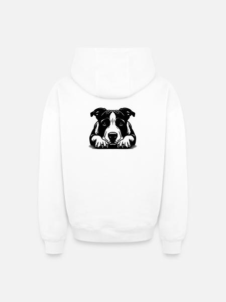 American Staffordshire Terrier - Oversized Heavyweight Unisex Zip Hoodie - white