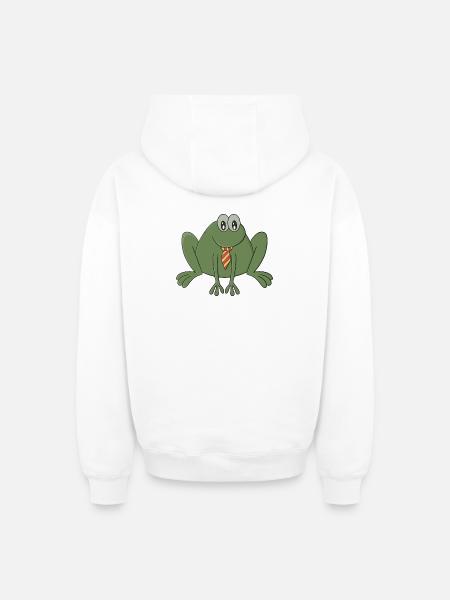 Frog with a tie - Oversized Heavyweight Unisex Zip Hoodie - white