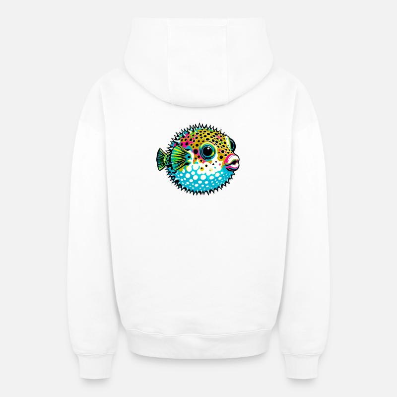 Blowfish - Sweat à capuche unisexe zippé oversize épais SPREAD - blanc