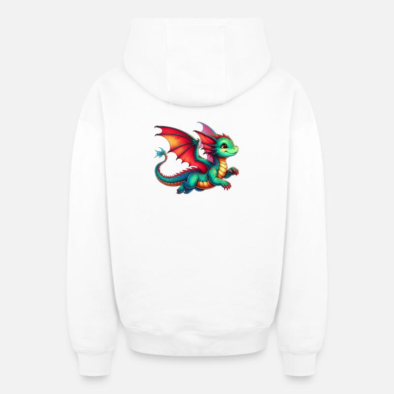 Dragon - Sweat à capuche unisexe zippé oversize épais SPREAD - blanc