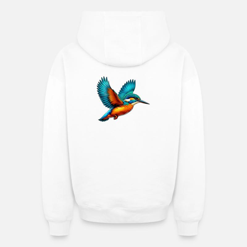 Martin-pêcheur - Sweat à capuche unisexe zippé oversize épais SPREAD - blanc
