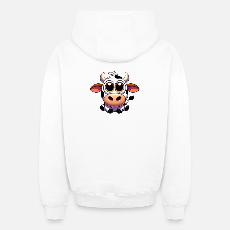 Vache - Sweat à capuche unisexe zippé oversize épais SPREAD - blanc