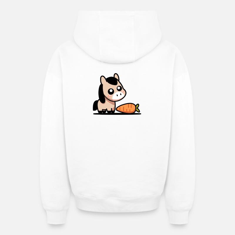 Cheval à la carotte - Sweat à capuche unisexe zippé oversize épais SPREAD - blanc