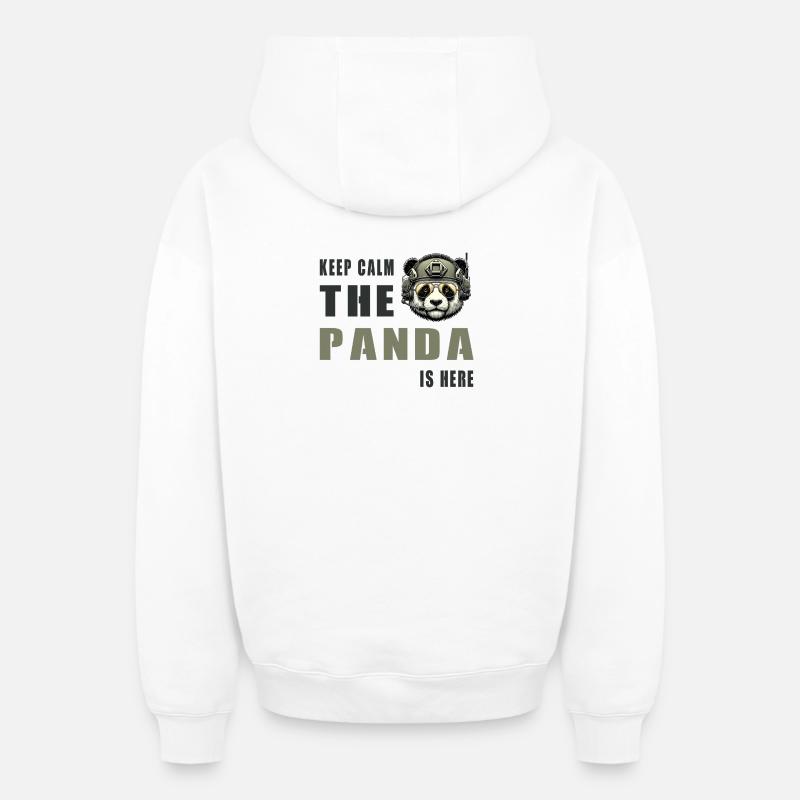 Taktischer Panda – Keep Calm - Oversized Heavyweight Unisex Zip Hoodie - Weiß