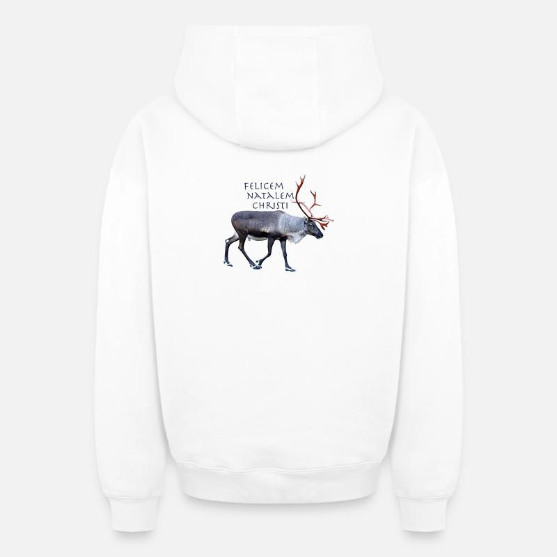 Felisem Natalem Christi - Sweat à capuche unisexe zippé oversize épais SPREAD - blanc