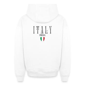 Ursprünglich aus Italien, geboren in Italien - Oversized Heavyweight Unisex Zip Hoodie - Weiß - Hinten - AI Model Male 178 light (178cm)