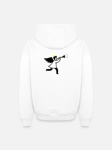 Engel mit Trompete - Oversized Heavyweight Unisex Zip Hoodie - Weiß