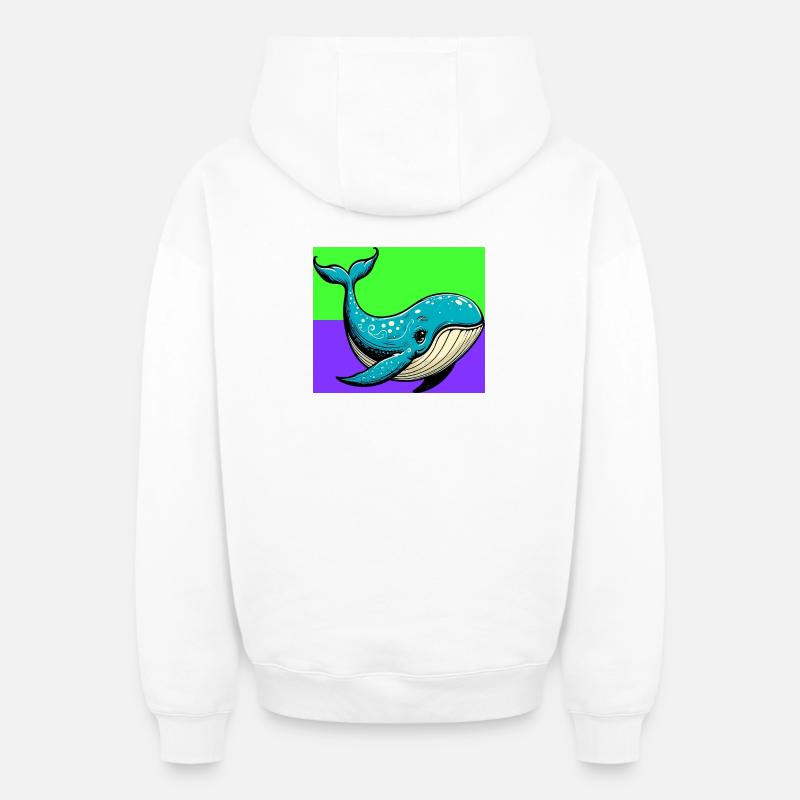 baleine - Sweat à capuche unisexe zippé oversize épais SPREAD - blanc