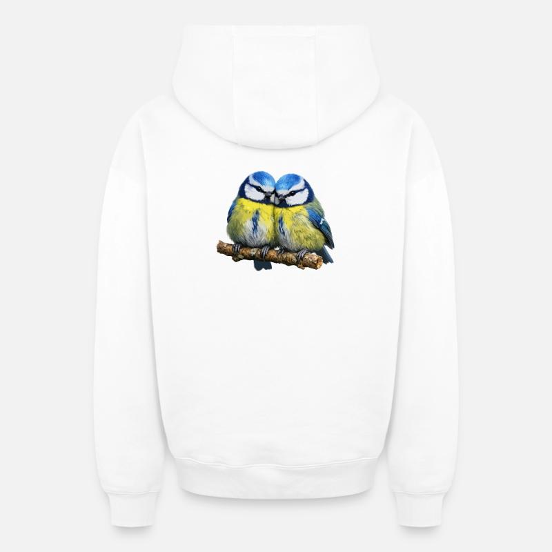 Deux Bleus - Sweat à capuche unisexe zippé oversize épais SPREAD - blanc