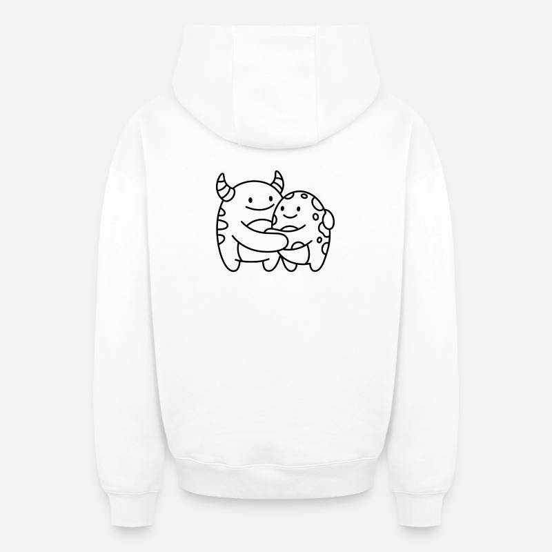 Monstres - Sweat à capuche unisexe zippé oversize épais SPREAD - blanc
