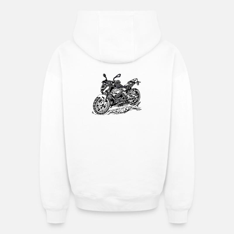 Motard - Sweat à capuche unisexe zippé oversize épais SPREAD - blanc