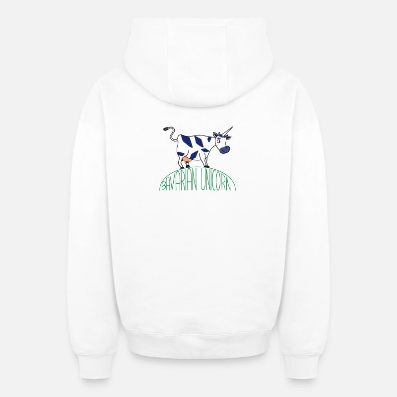 LICORNE BAVAROISE - Sweat à capuche unisexe zippé oversize épais SPREAD - blanc