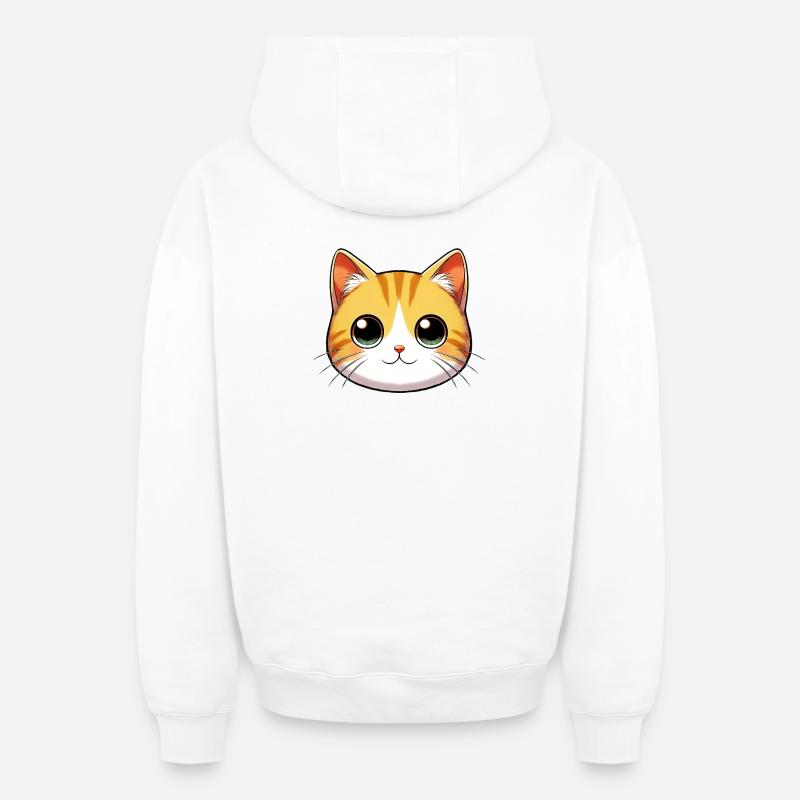 Chat - Sweat à capuche unisexe zippé oversize épais SPREAD - blanc