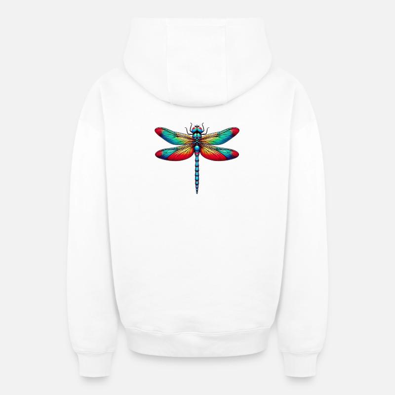 Libellule - Sweat à capuche unisexe zippé oversize épais SPREAD - blanc