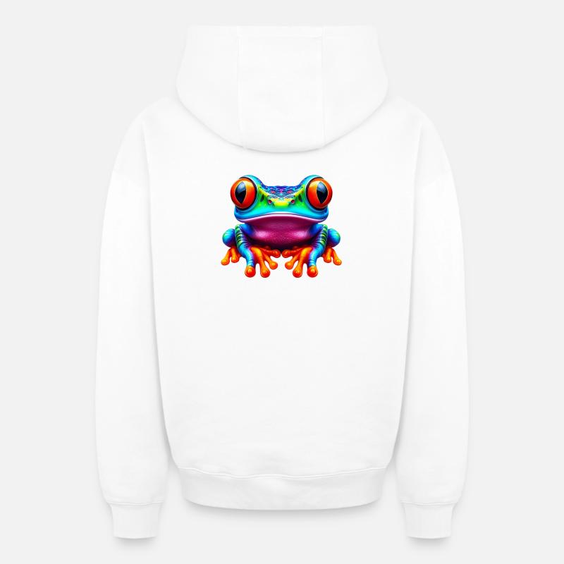 Grenouille - Sweat à capuche unisexe zippé oversize épais SPREAD - blanc
