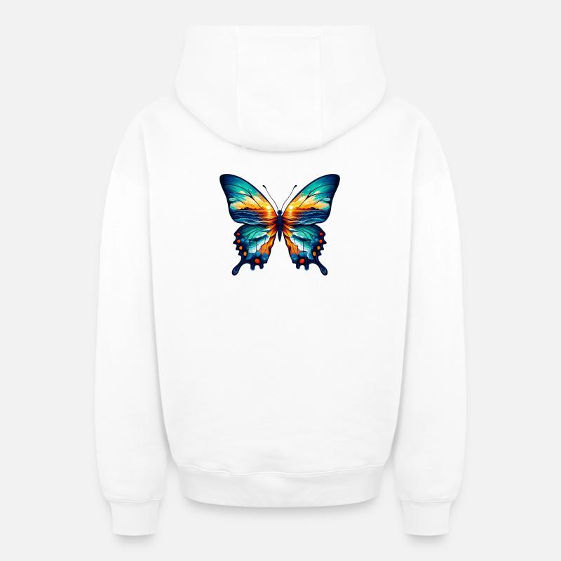 Papillon - Sweat à capuche unisexe zippé oversize épais SPREAD - blanc