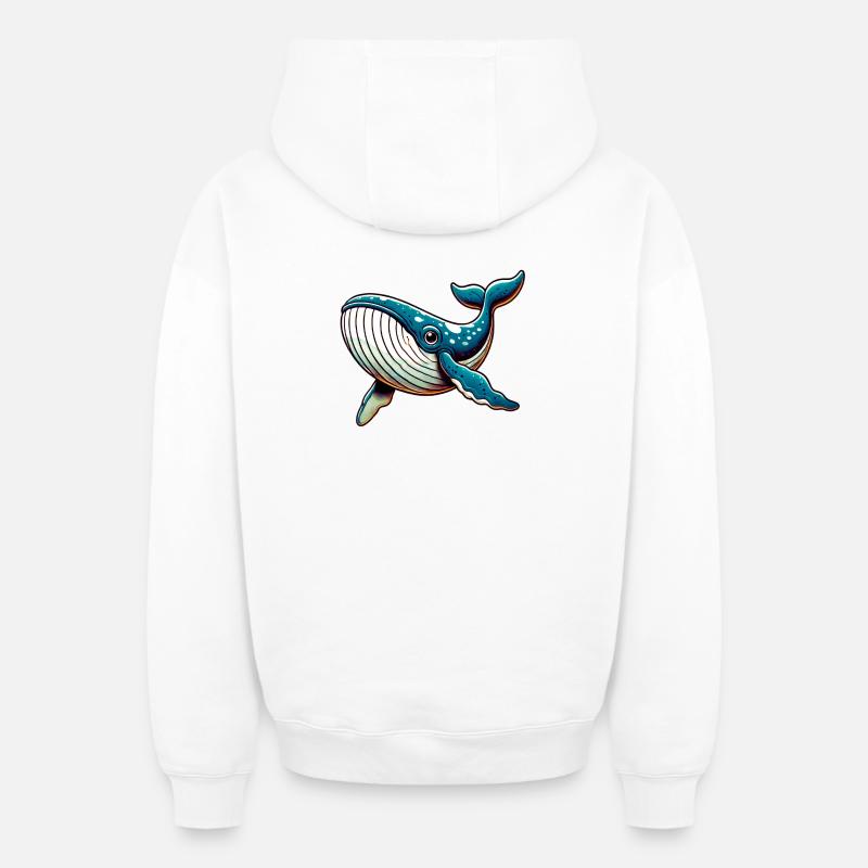Baleine - Sweat à capuche unisexe zippé oversize épais SPREAD - blanc